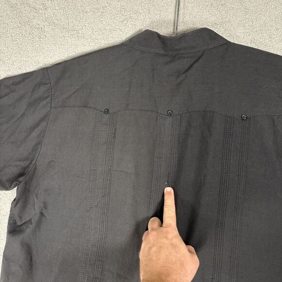 Tropical Breeze Shirt Men's Size XL Button Up Camp Cigar Cuba Black Embroidered - Picture 15 of 15
